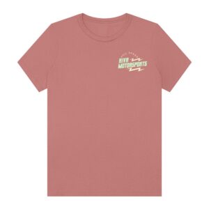 RIVA MOTORSPORTS WOMEN'S BOLT TEE - BLUE/YELLOW ON MAUVE